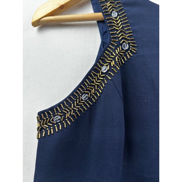 Lilly Pulitzer Embellished Luxe Navy Blue Polished Glam Preppy Sheath Dress Sz 2 - Picture 3 of 10